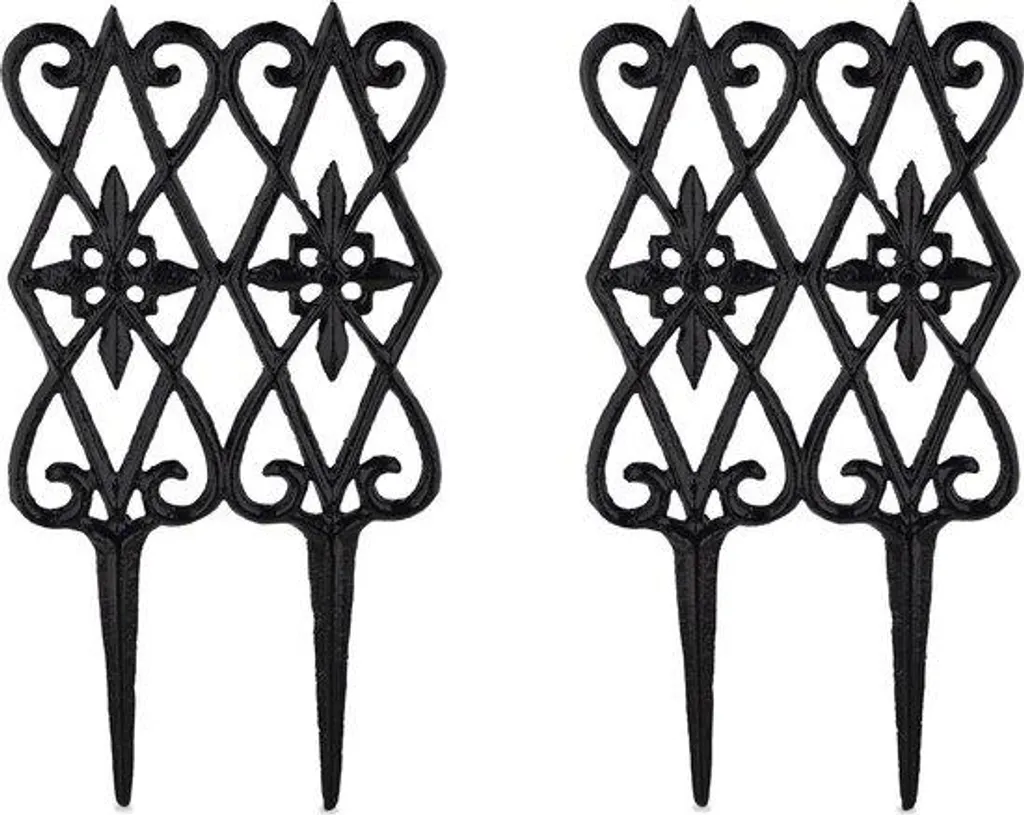 Clôture décorative pour massifs de fleurs - Fonte noire lot de 2 - 175cm