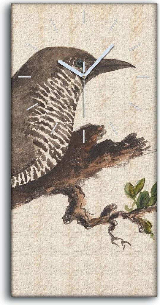 Küche Wohnzimmer Wand Leinwand Uhr 30x60 Vögel Wild Tiere Zeichnung Kunst - weiße Hände