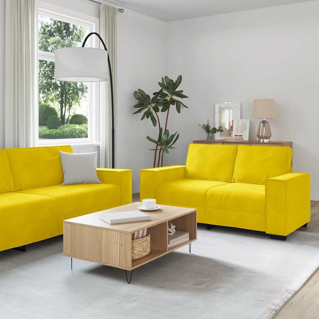 Maison Exclusive - 2-tlg. Sofagarnitur mit Kissen Gelb Samt
