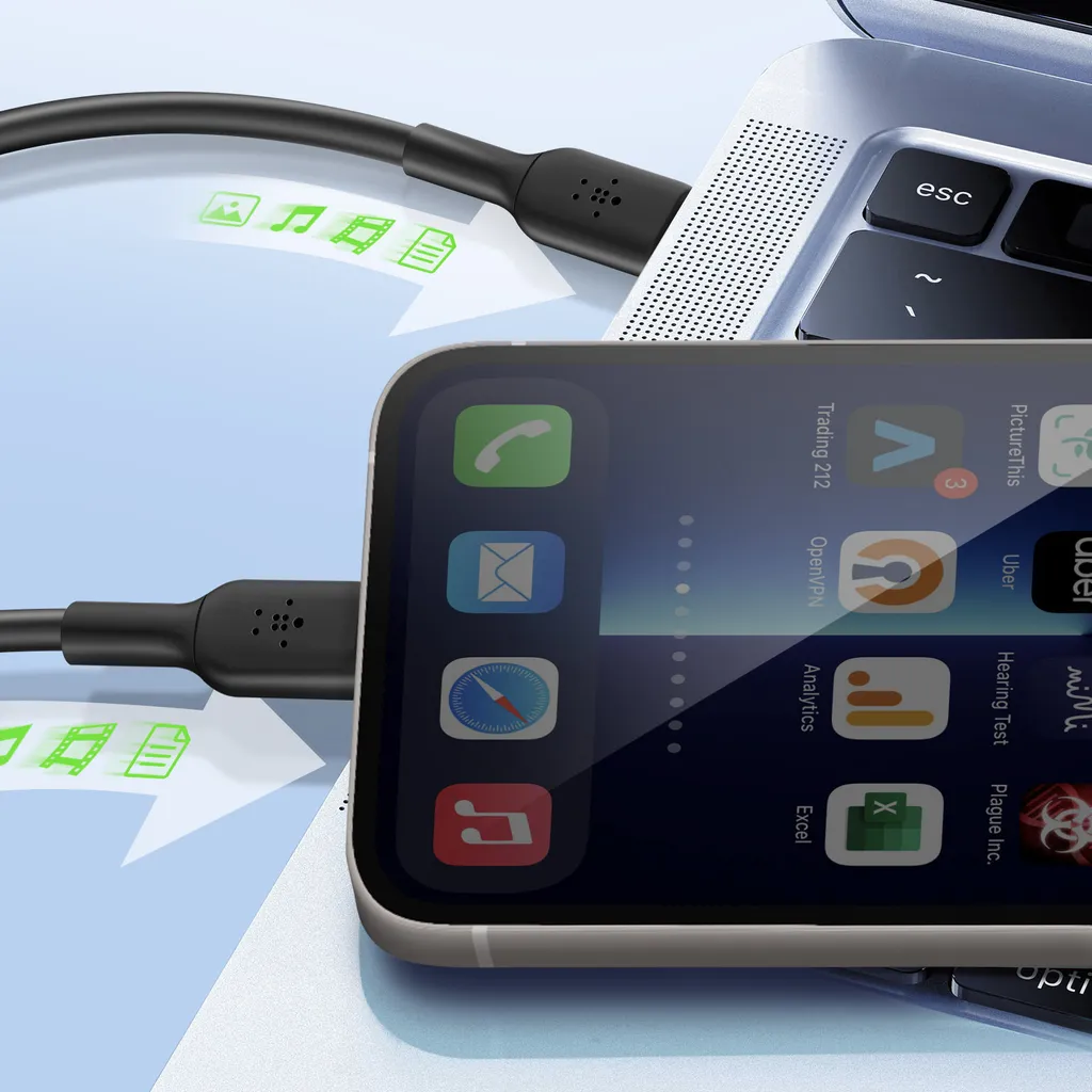 Câble Lightning Belkin BOOST Charge 2m Noir robuste pour iPhone et iPad - 8