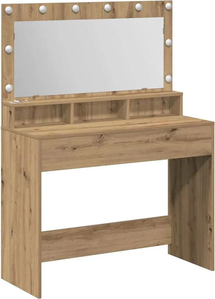 Toletta Trucco vidaXL Rovere Artisan 100cm - Mobile con Specchio Moderno