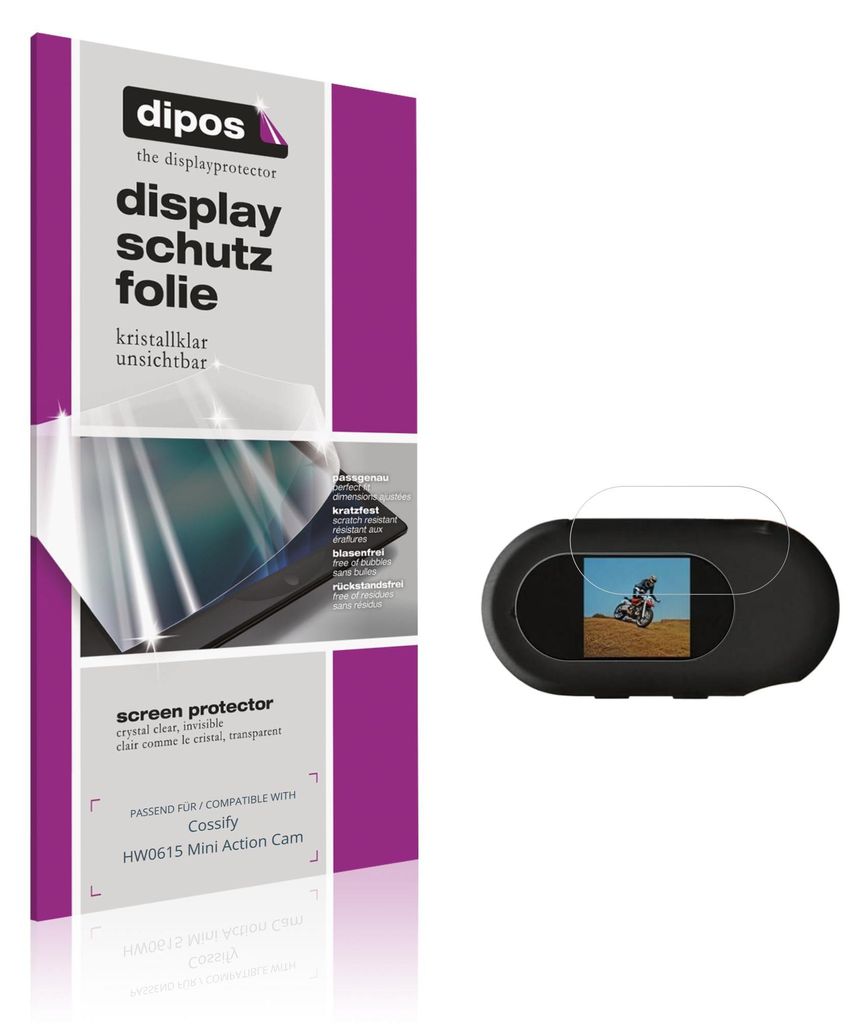 4x Schutzfolie für Cossify HW0615 Mini Action Cam klar Displayschutzfolie Folie Display Schutz dipos