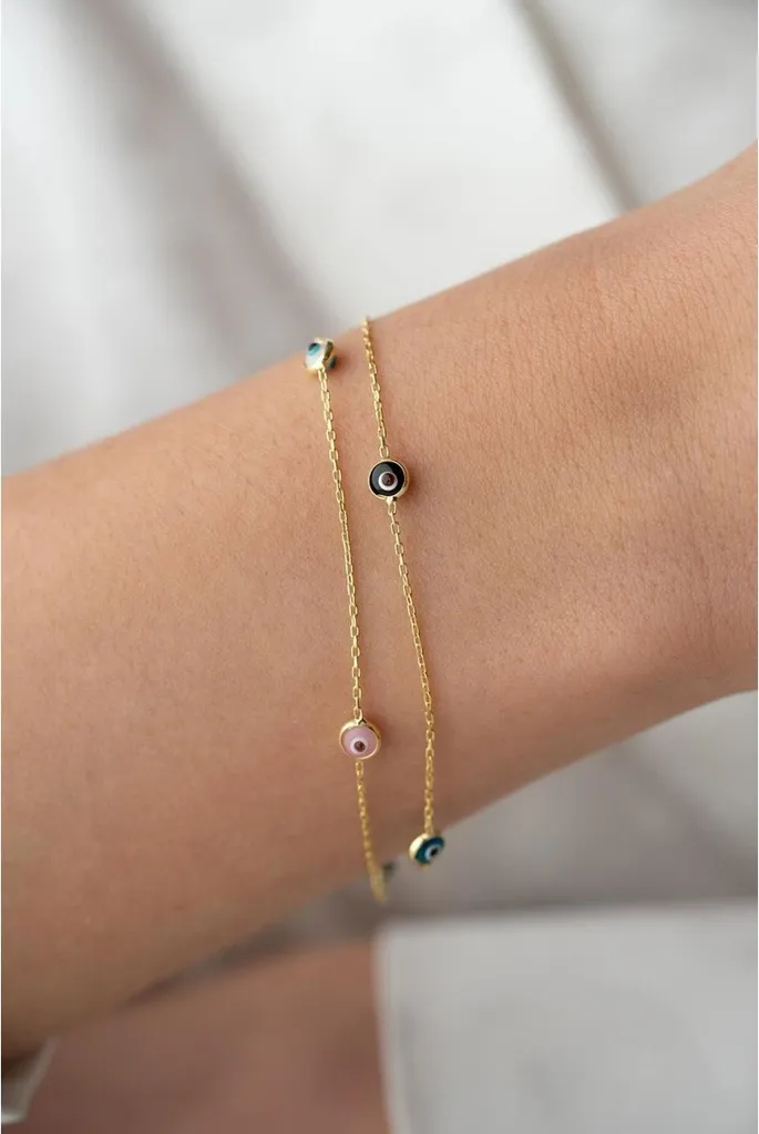 Bracelet porte-bonheur œil de Nazar argent 925 et or pour femme chic