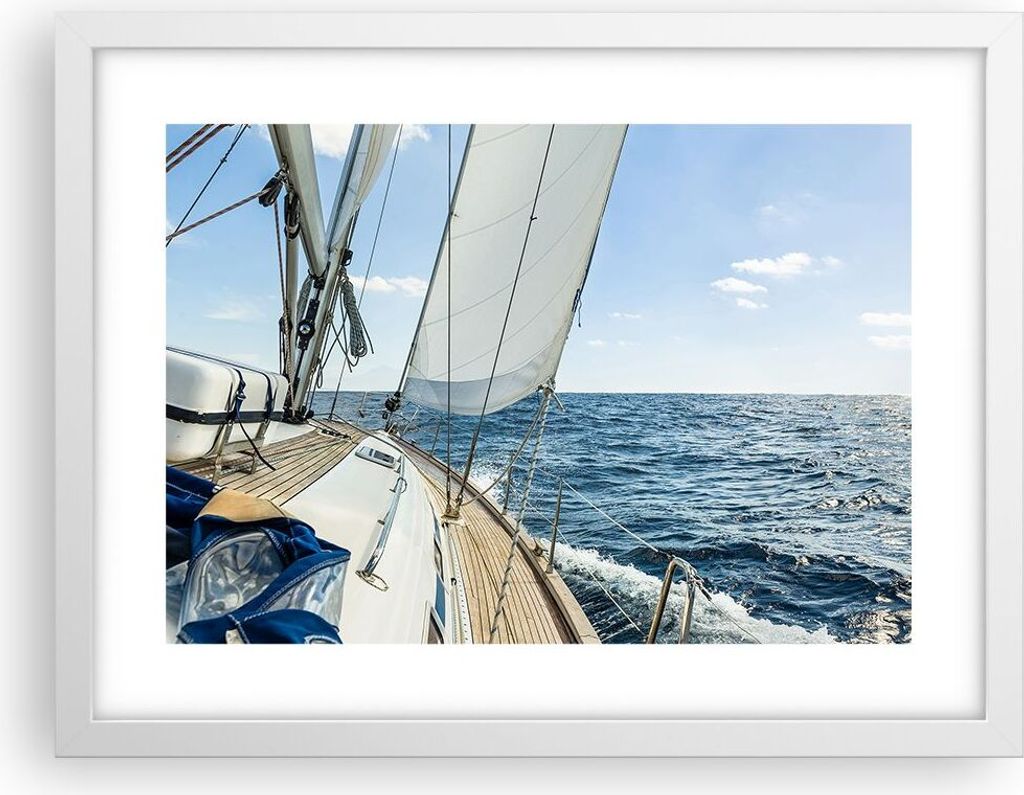 Gerahmtes Poster - Weißer Rahmen - Meer Kreuzfahrt Segel - 40x30 cm - Wand Bild - Wanddeko - Wandbilder - Kunstposter - Wandposter - Bilderrahmen ...