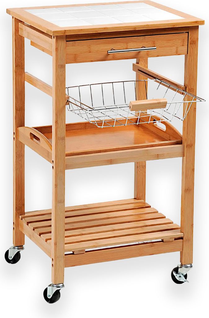 Kesper Kchenwagen Servierwagen Bambus mit Fliesen +