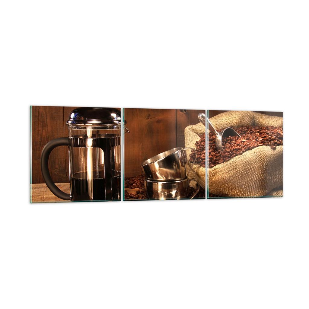 Bilder auf glas - Kaffeebohnen gerösteter Kaffee Tasse - 120x40cm - Glasbilder - Wandbilder - Kunstdruck - Wanddekoration aus Glas - Glas Bilder -...