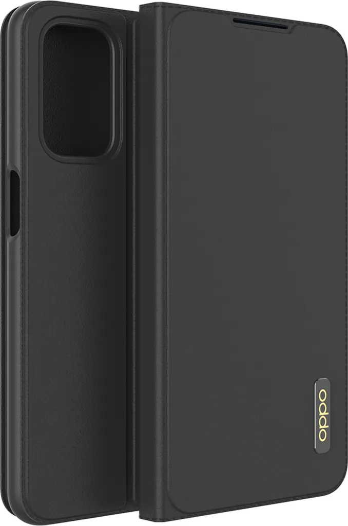 Étui folio pour Oppo A54 5G et A74 5G, Housse clapet noire avec porte-carte