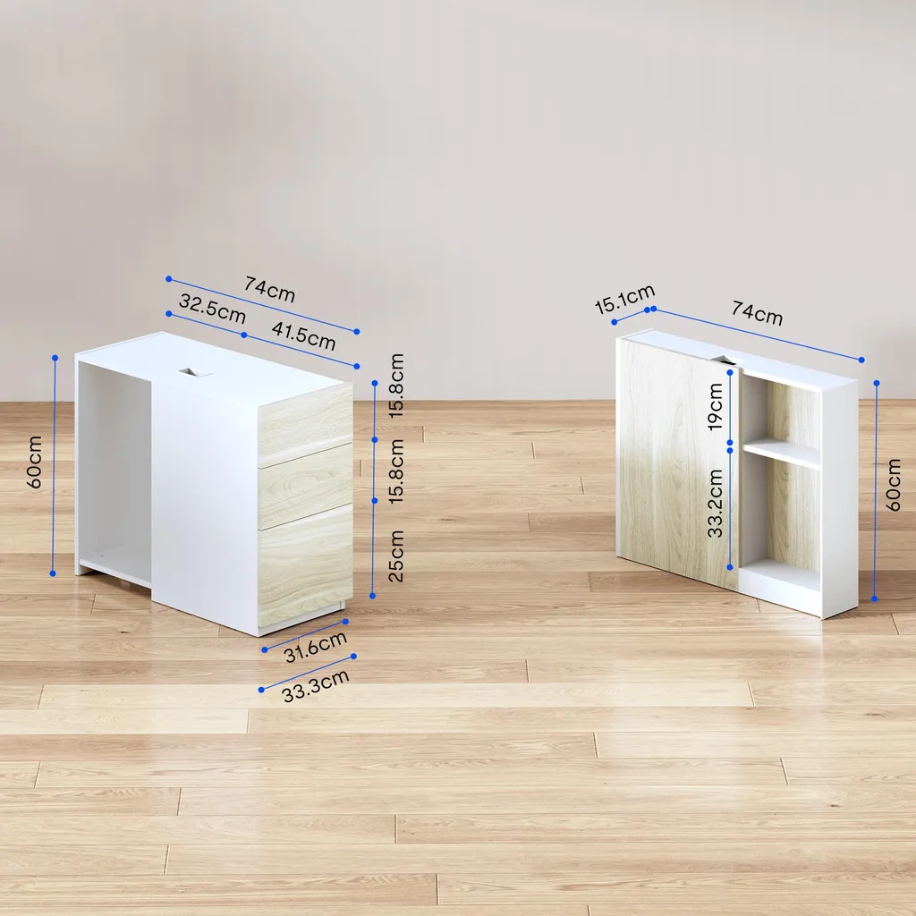 Caisson de bureau FLEXISPOT 3 tiroirs blanc pour bureau assis-debout - 3
