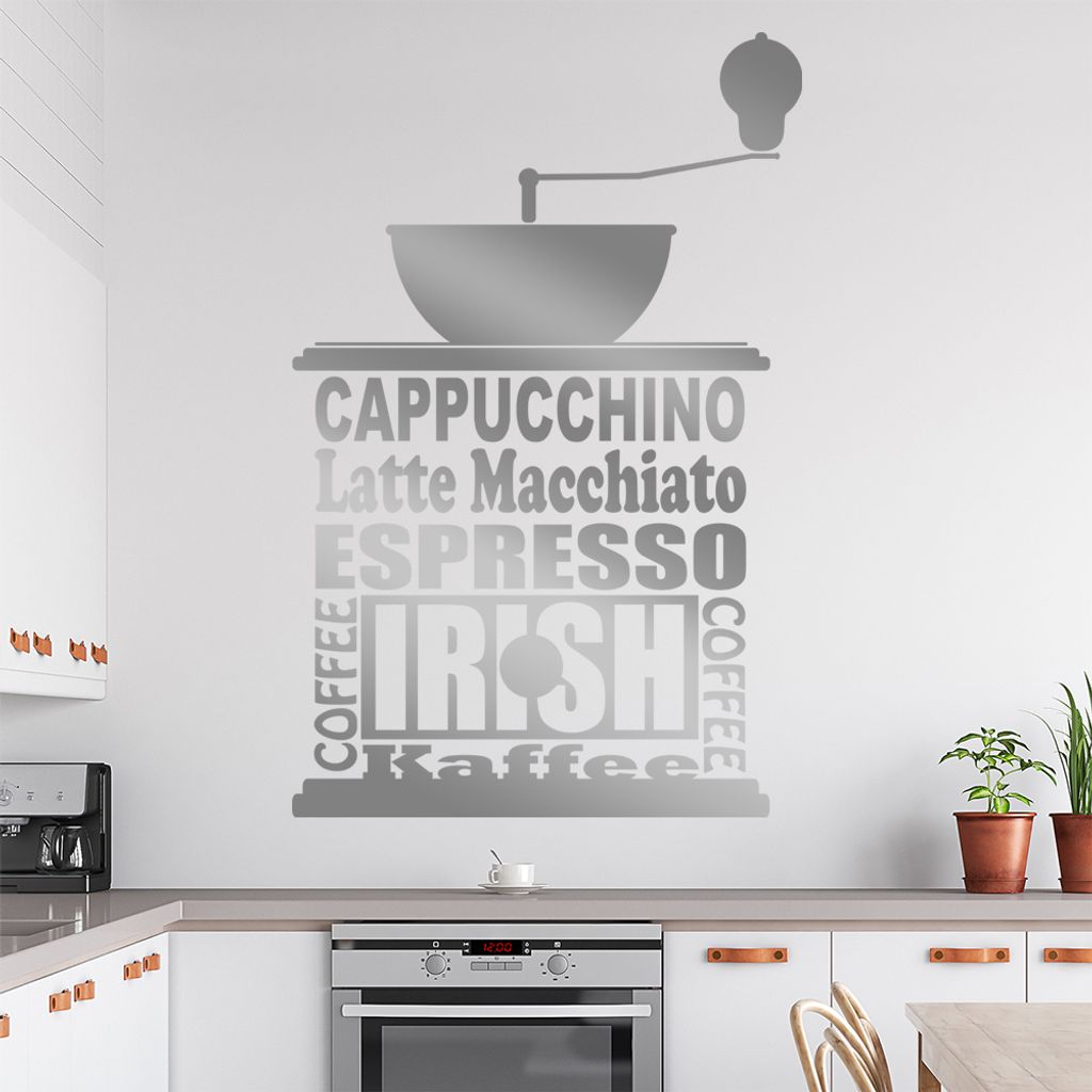 Kaffee Kaffeemaschine Wandtattoo in 6 Größen - Wandaufkleber Wall Sticker - Dekoration, Küche, Wohnzimmer, Schlafzimmer, Badezimmer