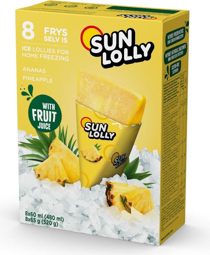 Sun Lolly ananasowy lód wodny 8x60ml opakowanie samomrożące Zdjęcie produktu 