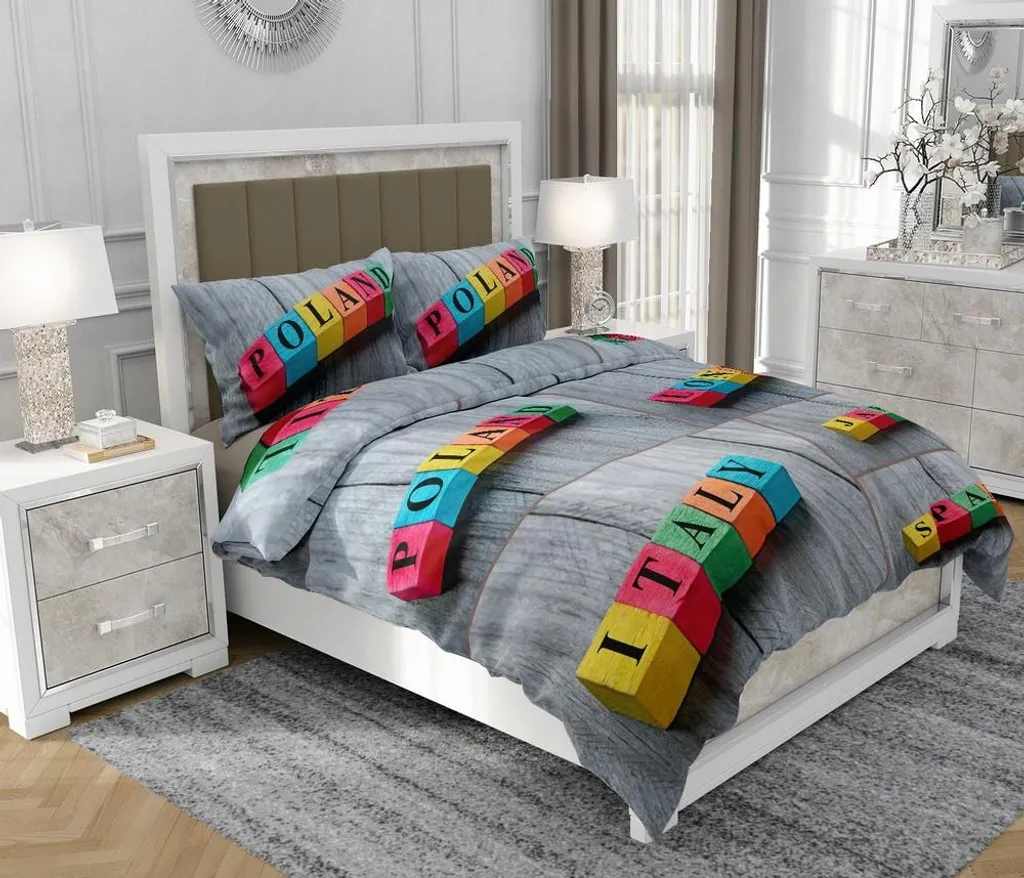 Completo Letto 140x200 Cotone Zip Grigio | SOVIO So.0073 3 Pezzi