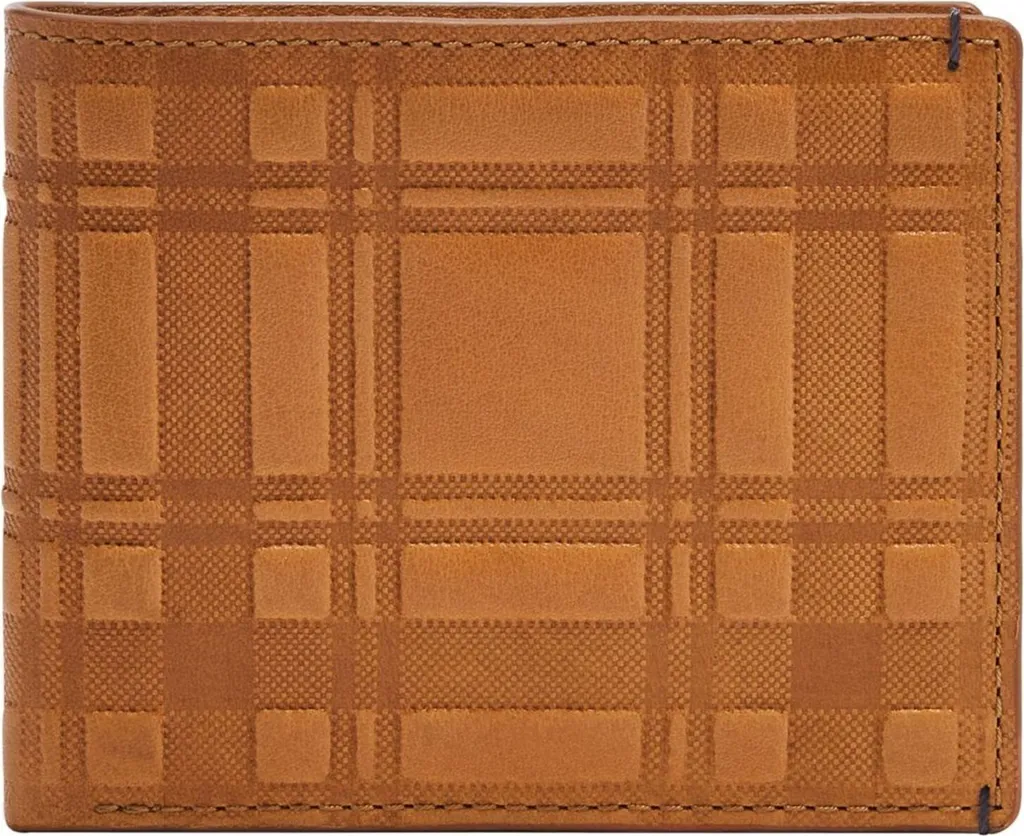 Portefeuille Bifold Fossil Bronson Marron en Cuir Véritable et Texturé