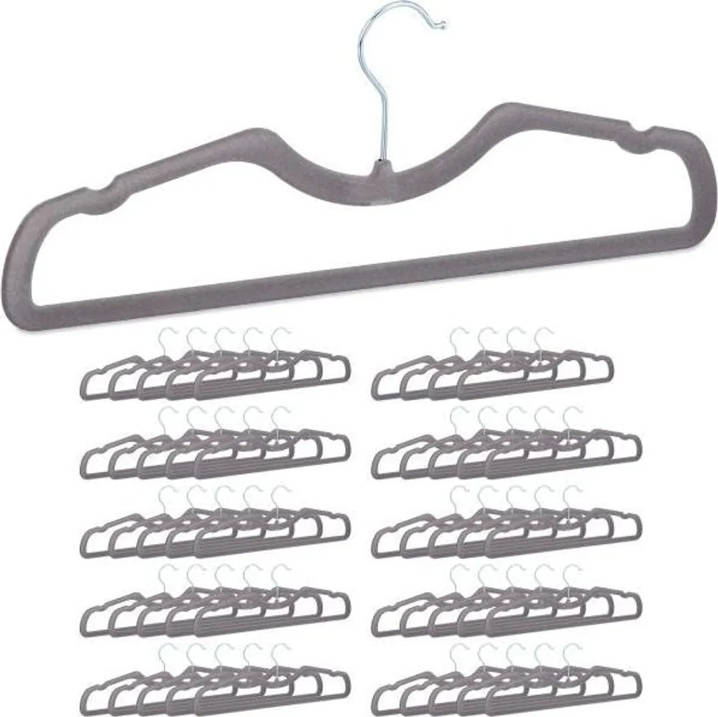 Cintres floqués pour organisation dressing et gain de place - Pack de 50