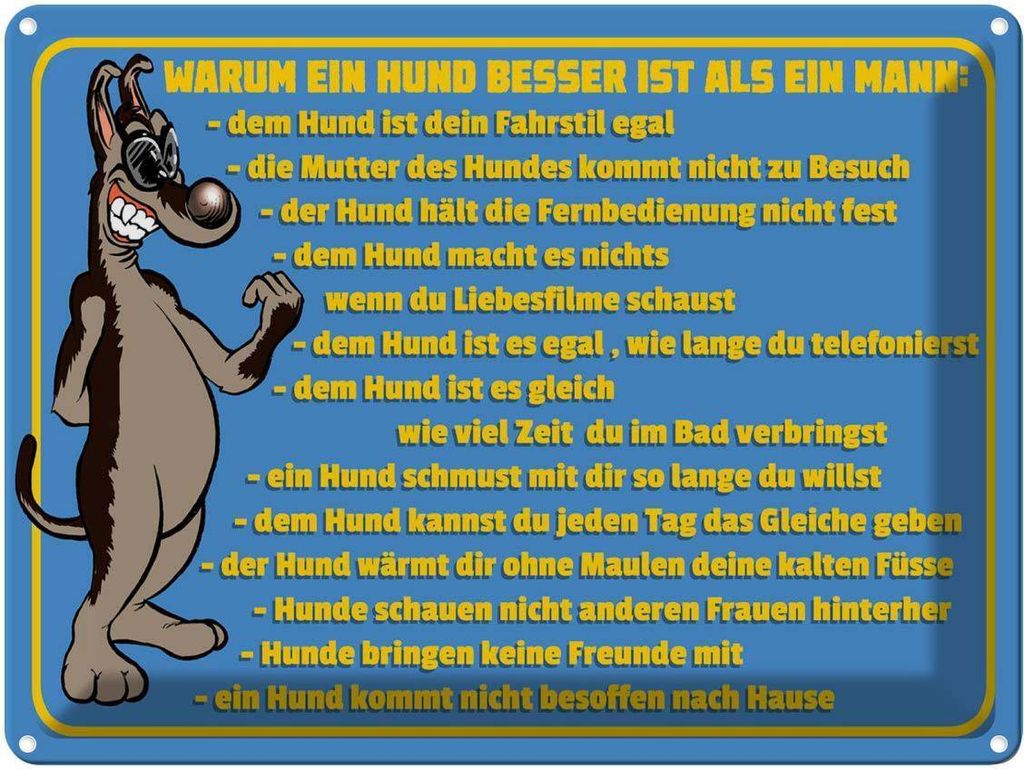 vianmo Blechschild 30x40 cm Warum Hund besser ist als Mann Spruch Zitat