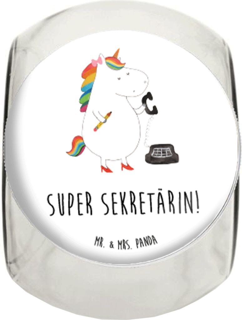 Mr. & Mrs. Panda Kaffeedose Einhorn Sekretärin XL 2000ml - Weiß - Geschenk, Büro, Steuerkanzlei, Vorratsglas, Vorratsdose, Unicorn, Frischhalted...