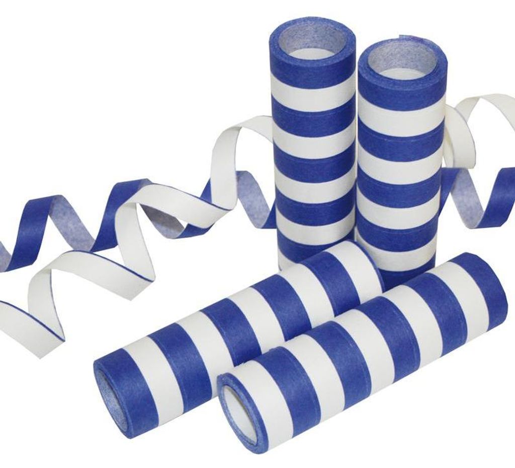 1 Rolle Papier Luftschlangen blau weiß | schwer entflammbar Produktbild 
