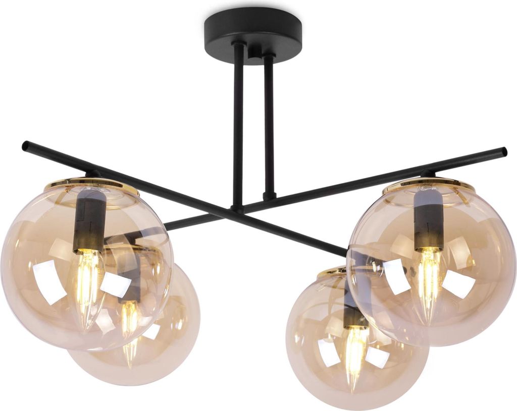 Goldene Hängelampe über Esstisch – Elegante Deckenlampe Kronleuchter im modernen Design