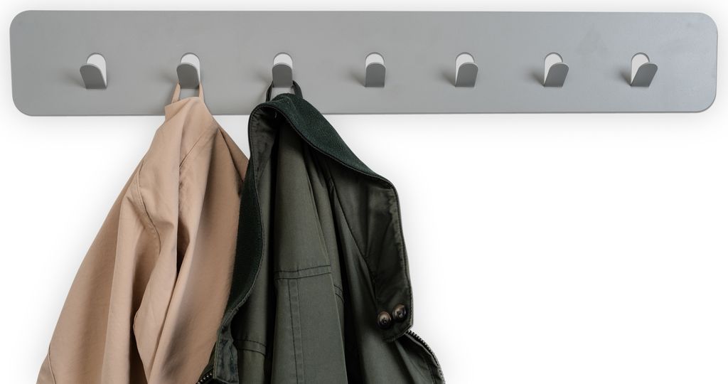 Garderobenleiste >Tilly 3< 7 Haken, in grau, Metall - 70x10x3cm (LxHxT)