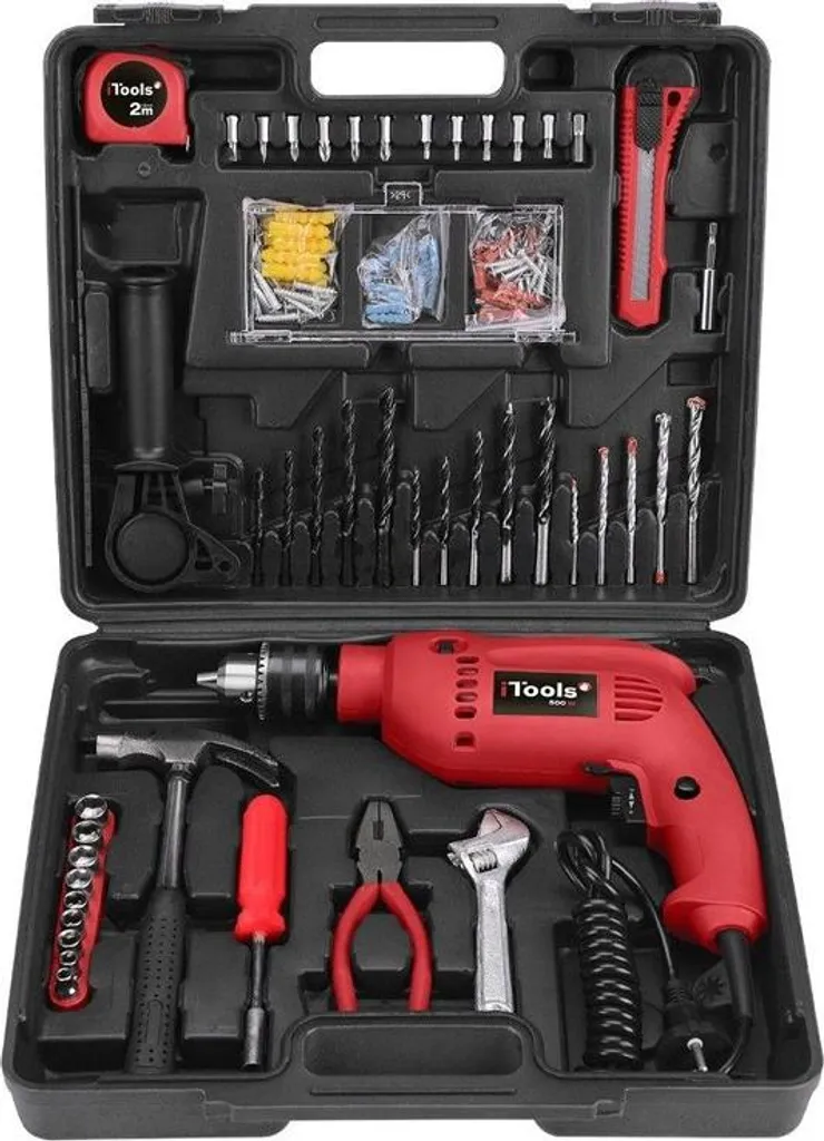 Perceuse percussion 500W ITOOLS coffret complet 41 forets et mèches