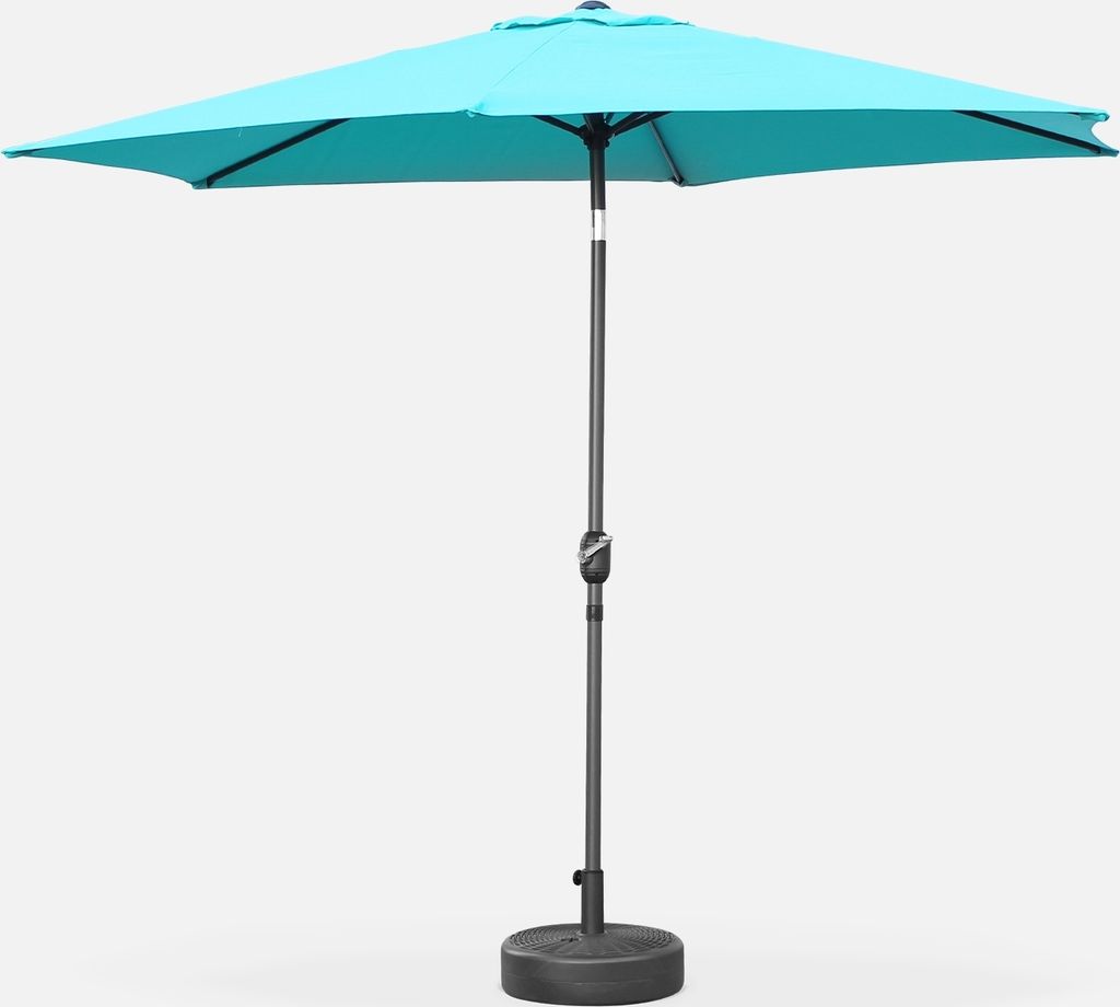 sweeek - Gerader runder Sonnenschirm Ø3m - Türkis Produktbild 