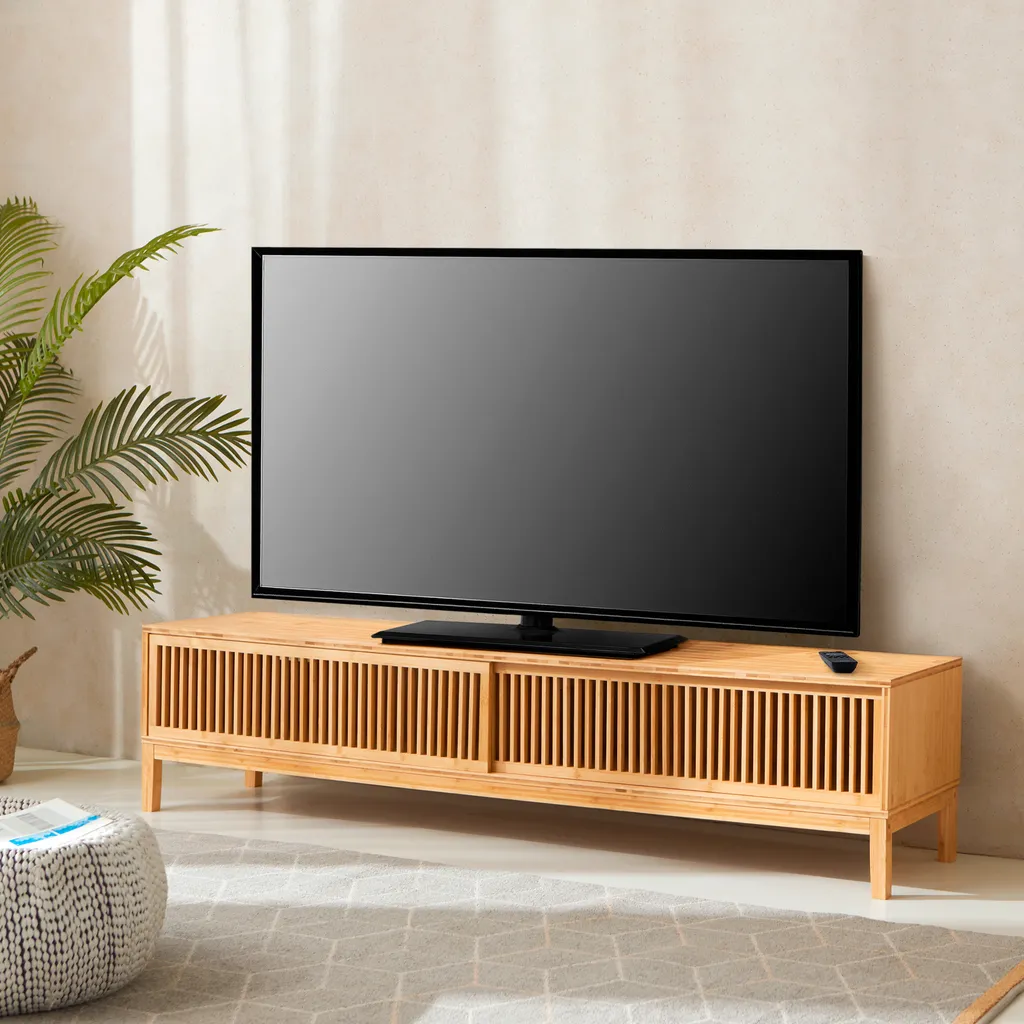 Mobile TV Videbæk 160x40x38cm | Porta TV in Bamboo Stile Nordico