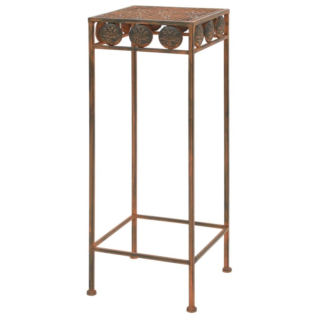 Cloris DesignMöbel Gartentische - Braun Pflanzenständer-Set 3-tlg. Vintage-Stil Metall Rostfarben Schlichtes9700194