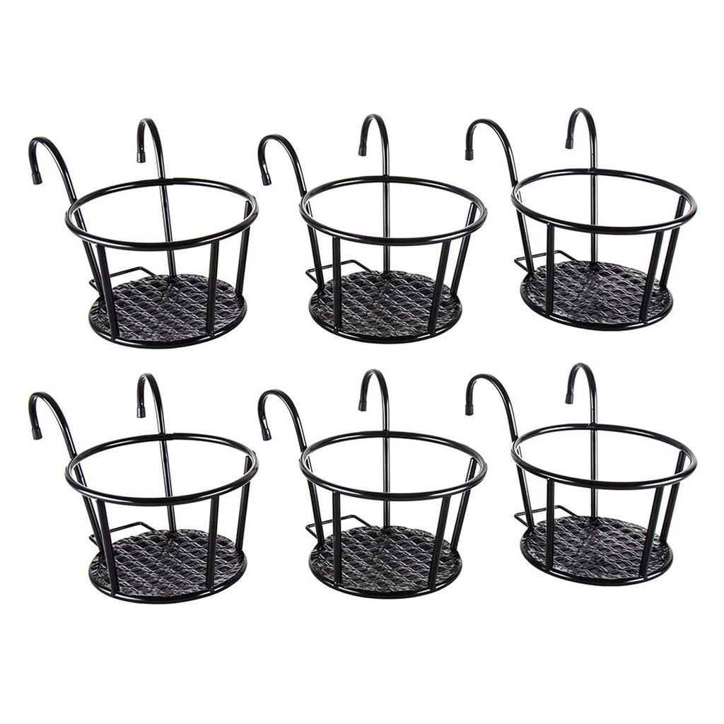 Metall Balkon Hänge-Blumenhalter, runder Blumentopfhalter für Geländer, robuste Pflanzenaufhängung für Garten, Terrasse und Außenbereich