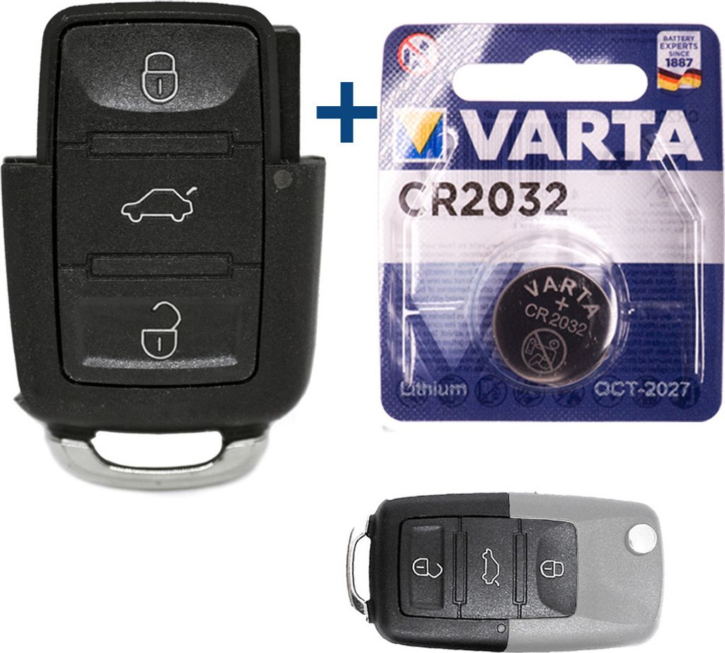 Repair Reparatur Satz Auto Schlüssel Austausch Gehäuse mit 3 Tasten + Batterie kompatibel mit VW Polo 9N Bettle 9C Passat B5 EOS 1F Touran 1T