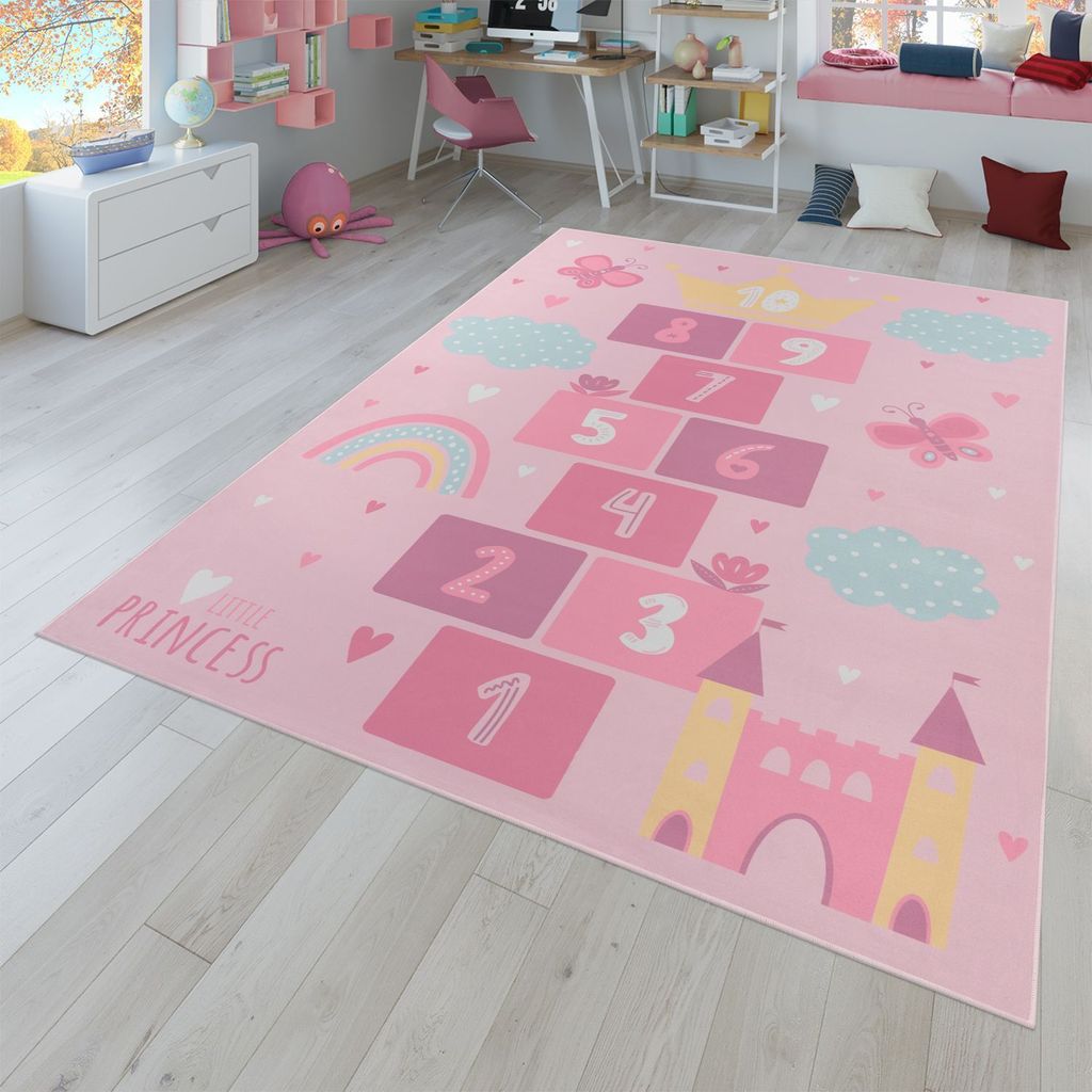 TT Home Kinderteppich Babyzimmer Teppich Kinderzimmer Rutschfest Tiere Weltkarte Autos Größe 200 cm Rund