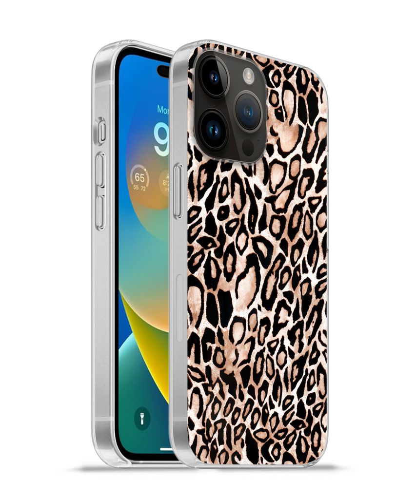 MuchoWow Handyhülle Schutzhülle Hülle für Apple iPhone 14 Pro Max Panther Druck - Schwarz - Flecken Silikon Softcase Handy Hülle - Hardcover