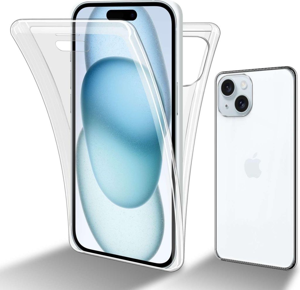 Cadorabo Hülle für Apple iPhone 15 in TRANSPARENT 360° Full Body Schutzhülle Front und Rückenschutz, Rundumschutz mit Displayschutz Back Case ...