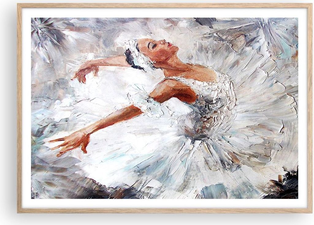 Gerahmtes Poster - Rahmen in heller Eiche - Frau Tanz Ballett Körper - 100x70 cm - Wand Bild - Wanddeko - Wandbilder - Wandposter - Bilderrahmen -...