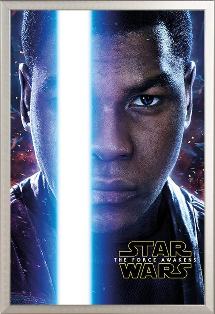 Maxi Poster Finn Star Wars EP7 con Cornice Alluminio Professionale