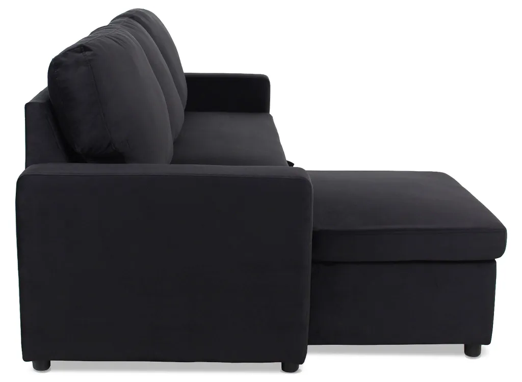 Canapé d'angle convertible réversible en velours noir modèle Baleares - 5
