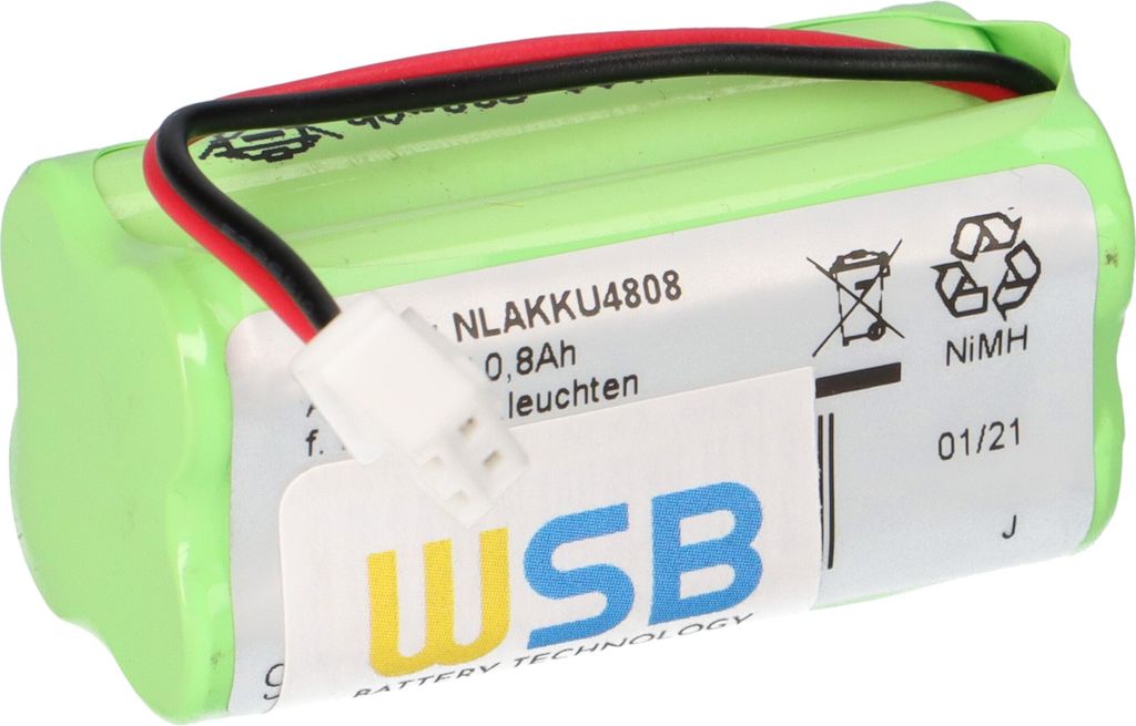 4,8V 800mAh AAA Ni-MH F2x2 Notleuchten Akkupack Kabel und Stecker