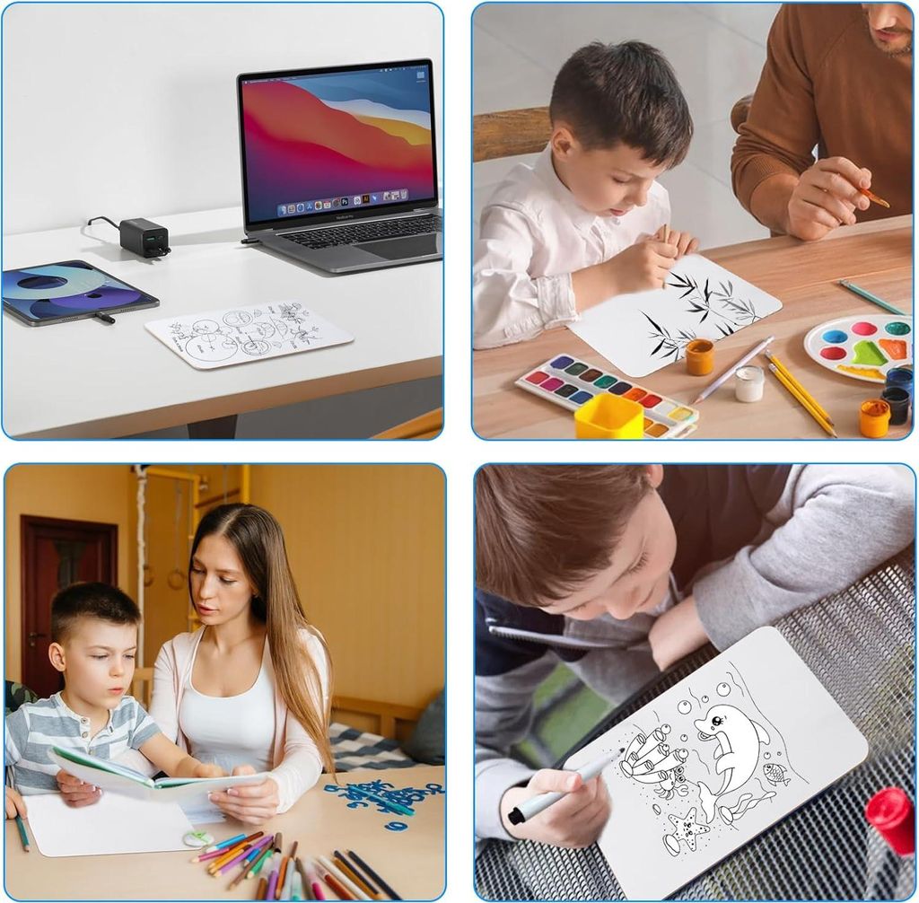 Allecto Premium - Klein tragbares doppelseitiges Whiteboard A4 - 21 x 30 cm - inklusive Stifte und Radiergummis - für Klassenzimmer, Zuhause und B...
