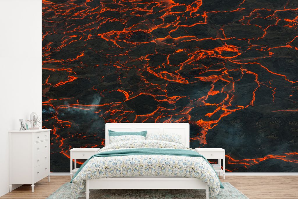 MuchoWow Fototapete für Wohnzimmer oder Schlafzimmer Wandtapete Vinyl Motivtapete Kunstwerk aus Lava nach Vulkanausbruch - 330x220 cm - Fototapeten