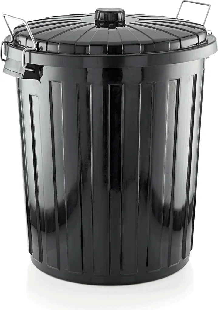Conteneur à déchets 73L noir avec couvercle verrouillable hermétique