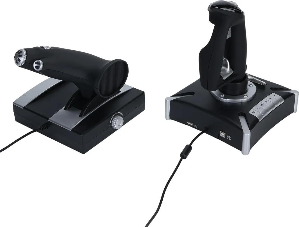 Joystick de simulation de vol USB vibrant avec commande des gaz Pro - 7
