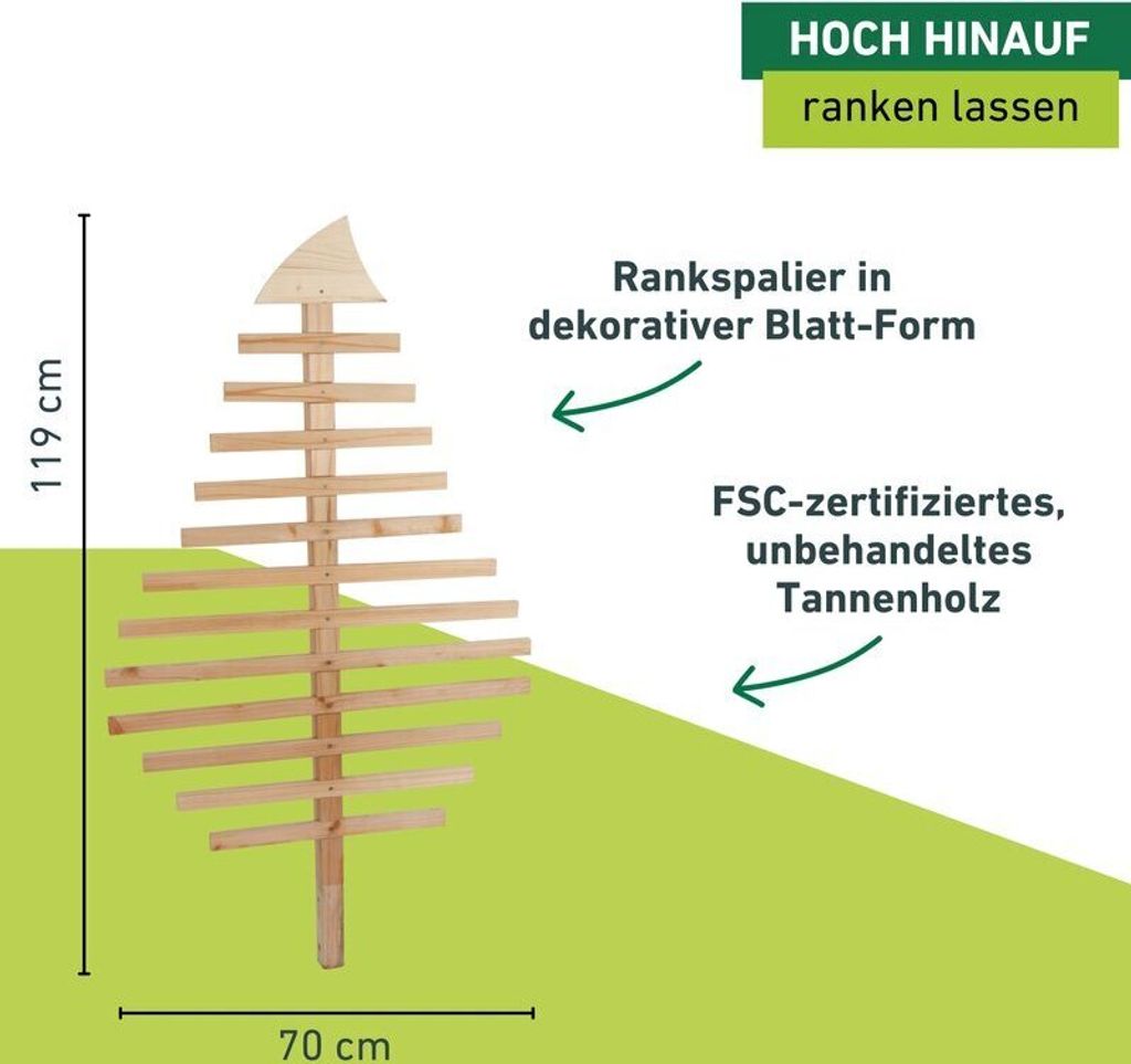 Rankspalier aus Holz, Blatt, 70x119cm Produktbild 2