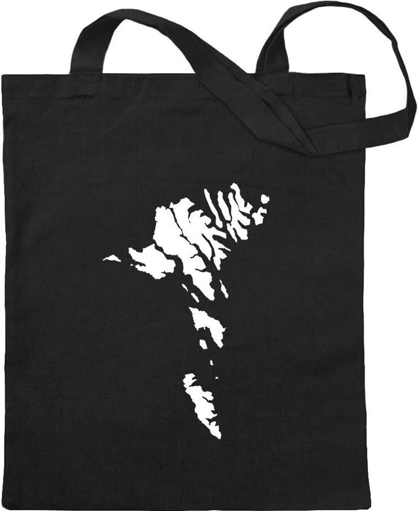 Kiwistar - Baumwolltasche - schwarz - Färöer Inseln Umriss Kontur - Tragetasche Stoffbeutel Umhängetasche langer Henkel