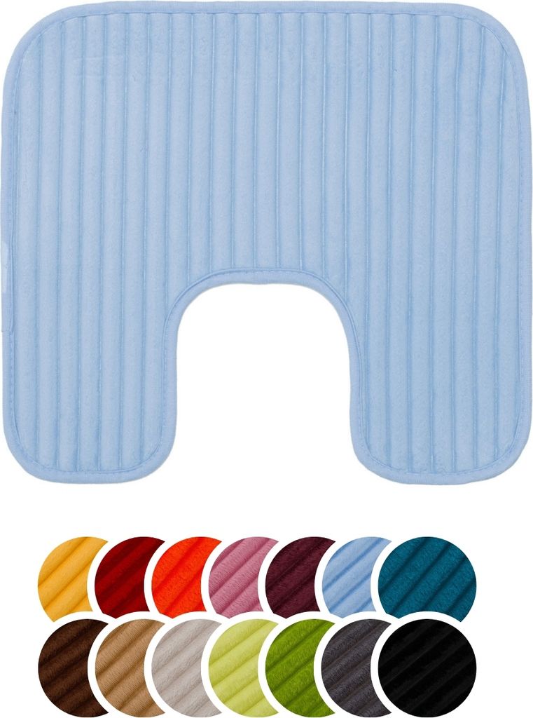 liebling Badteppich mit Anti-Rutsch-Beschichtung aus PVC Noppen & Bügelausschnitt, 100% Polyester, 50 x 45 cm, Fußbodenheizung geeignet, hellblau