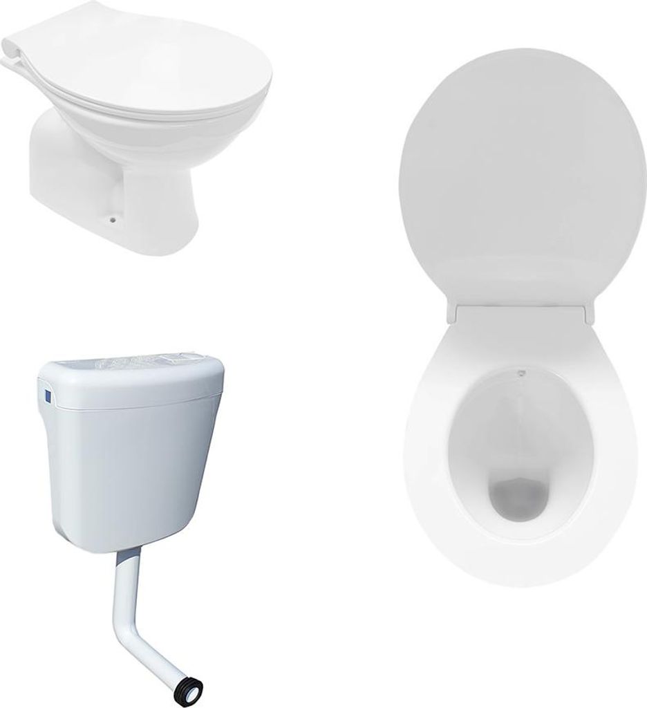 Stand WC Taharet Bidet Toilette Abfluss Boden Aquablue mit Spülkasten und Deckel