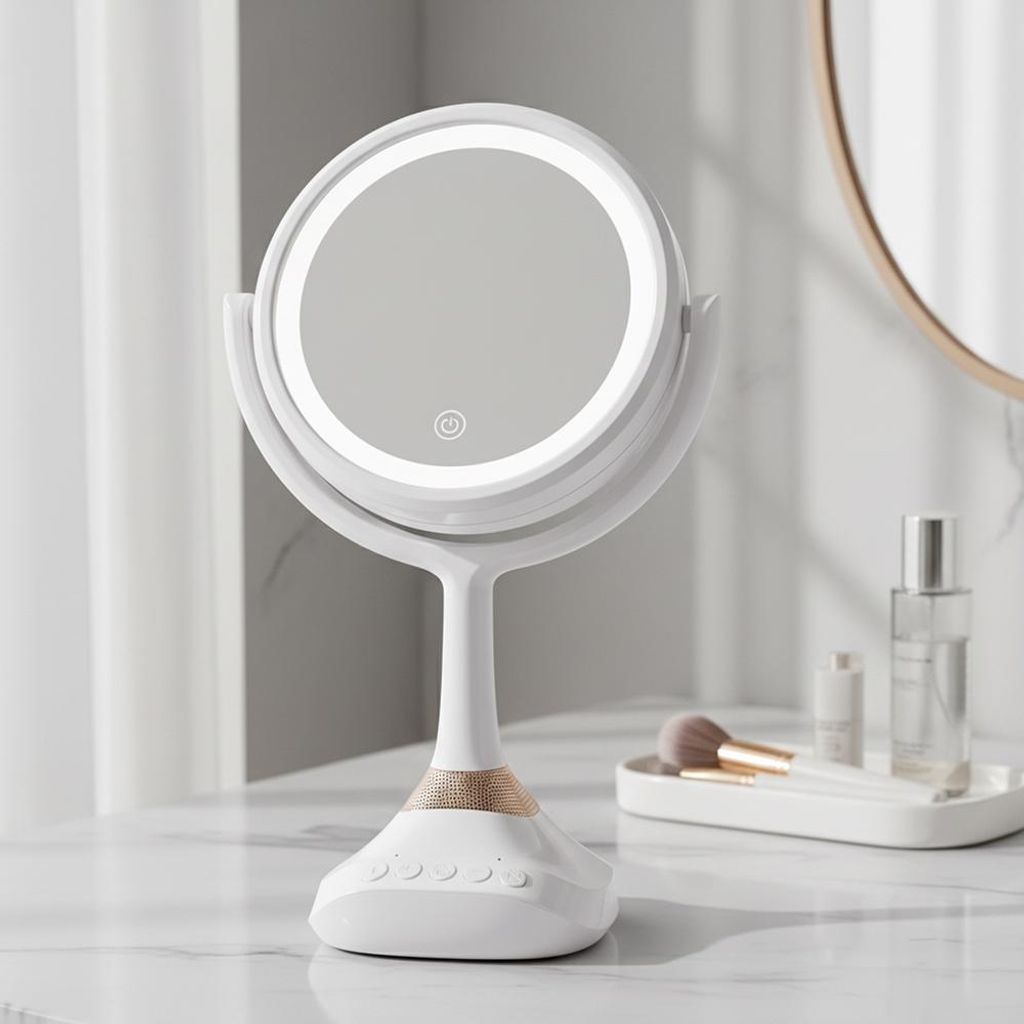 Badspiegel LED mit Bluetooth Lautsprecher 1? & 5?fach Vergrößerung