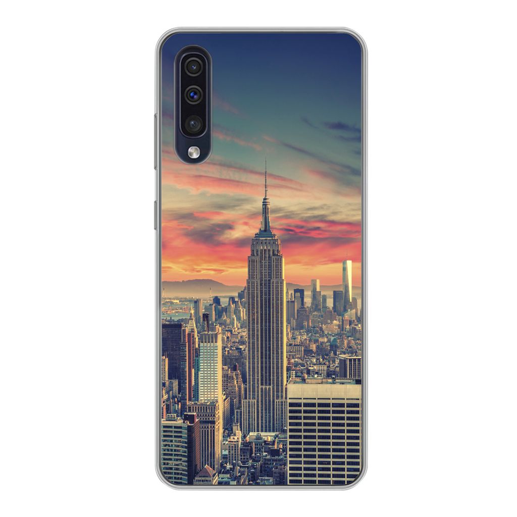 MuchoWow Handyhülle Schutzhülle Hülle für Samsung Galaxy A30s New York - Manhattan - Empire State Building Silikon Softcase Handy Hülle - Ka...