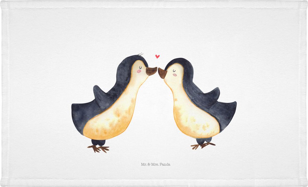 Mr. & Mrs. Panda Handtuch Pinguin Liebe - Weiß - Geschenk, Frotteehandtuch, Vertraut, kleines, Freundin, Flauschtuch, Hochzeitstag, 50x100, Freund...