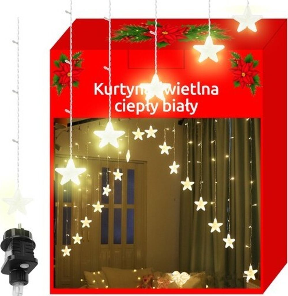 Světelný závěs 136LED - teplá bílá 31V KŚ11337 Obrázek produktu 