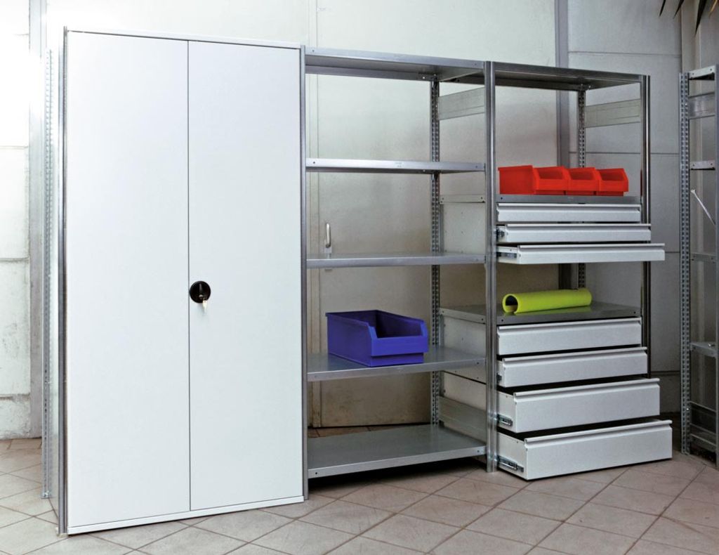BERT-Schubladen-Block 2 BxT 1000x500 mm Gesamthöhe: 700 mm RAL 7035 Lichtgrau