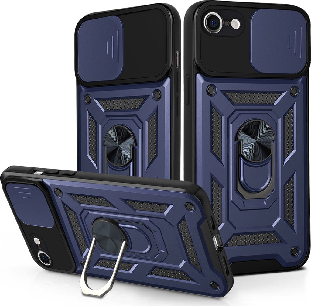 iPhone SE 2020 Hülle mit 360° Drehbarer Magnetische Ring Ständer Halter Dia Kameraschutz TPU Bumper Silikon Schutzhülle für iPhone SE 2020 Blau