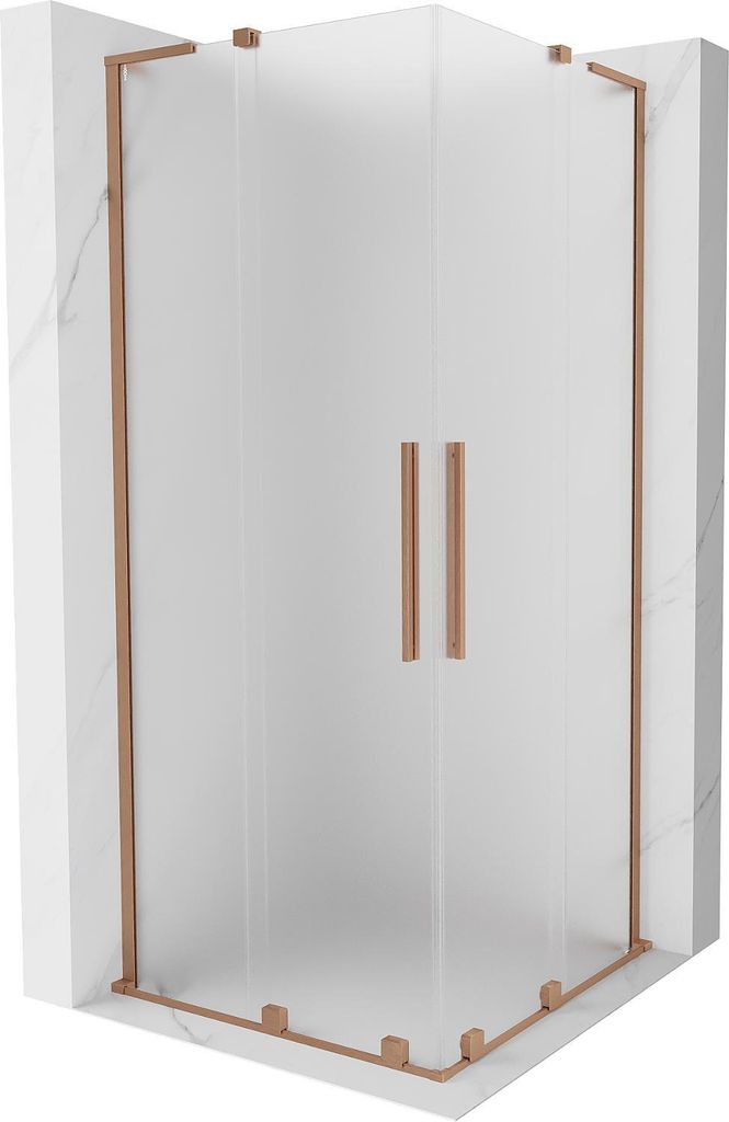 Mexen Velar L Duo Duschkabine Schiebetür 100 x 100 cm, mattiert, gebürstetes Kupfer - 871-100-100-02-33-65